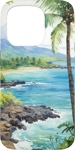 Vista 14 de Tropical Hawaii Forest Beach Ocean Art Aesthetic Case for iPhone 16