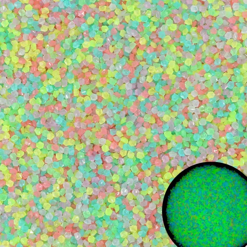 Vista 7 de 10000 piezas de piedras luminosas azules de 3-5 mm para acuarios, decoración de peceras, manualidades y arena luminosa para rellenar jarrones
