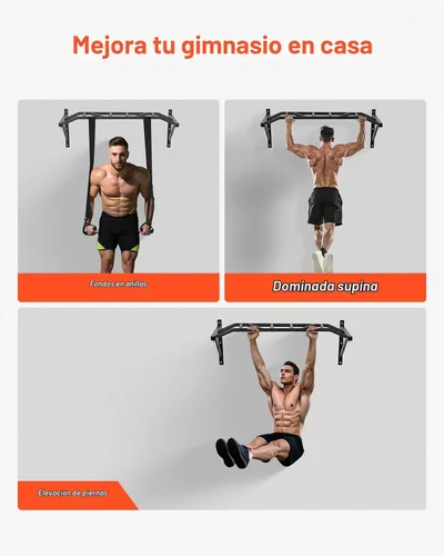 Vista 6 de VEVOR Pull Up Bar, Multi-Grip Wall Mounted Pull Ups, 50 in Width Multifunctional Chin Up Training Station, Heavy Duty Steel Upper Body Workout Bars