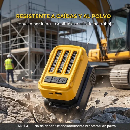 Vista 6 de Altavoz Bluetooth compatible con batería Dewalt de 20 V Max, altavoz inalámbrico con carga USB-A/C, para lugares de trabajo al aire libre, fiestas