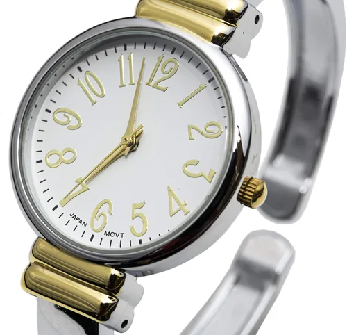 Vista 9 de 2Tone Metal Band Slim Case - Reloj de pulsera para mujer, Movimiento de cuarzo