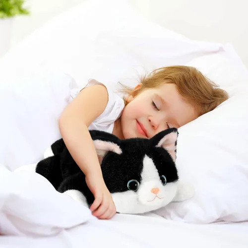 Vista 5 de Ditucu Peluche de gato negro con peso de 0.6 libras, lindo y realista gatito de 11.8 pulgadas, peluches suaves, regalos para niños