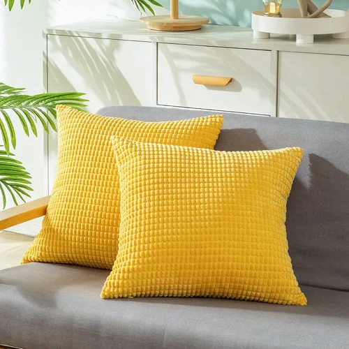 Vista 27 de CaliTime Fundas de Almohada Decorativas Paquete de 2 Cómodas de Pana Acanalada a Rayas Waffle Fundas de Cojines Decorativos para Sofá Cama