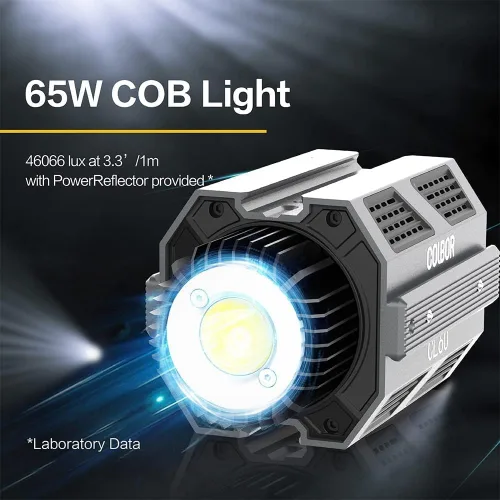 Vista 3 de COLBOR CL60 LED Light, 2700-6500K Bi-Color LED Light, 65W Video Light, Max 80W, CRI 97, 50673Lux, 10 FX Effects, 46 Simulation Scenarios, with V