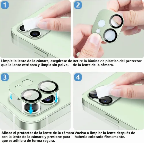 Vista 7 de Korecase Paquete de 2 protectores de lente de cámara para iPhone 12, película de lente de metal de aluminio, cubierta de pantalla de cámara de Negro