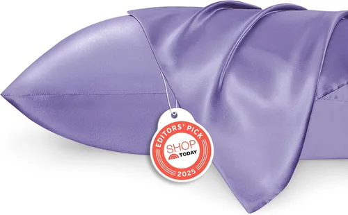 Vista 46 de Bedsure Paquete de 2 fundas de almohada de satén similares a las fundas de almohada de seda tamaño estándar, funda de almohada para mujeres que