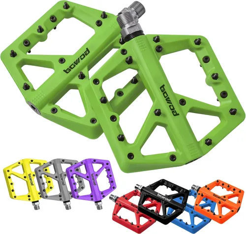 Vista 15 de Pedales MTB, pedales grandes para bicicleta de montaña, pedales de plataforma de bicicleta compuestos de fibra de nailon ligero, pedales de agarre