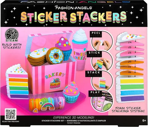 Vista 2 de Fashion Angels Juego de calcomanías apilables de dulces de panadería, juego de calcomanías de espuma con modelado 3D, incluye calcomanías apilables