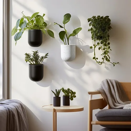 Vista 5 de La Jolie Maison Macetas colgantes de pared para plantas de interior, macetas colgantes para plantas de aire suculentas, juego de 2, 6 pulgadas