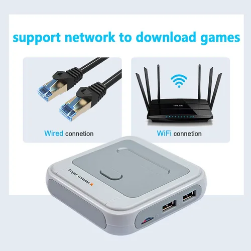 Vista 6 de Consola de videojuegos Fipper 4K Consola de videojuegos clásica para niños Retro Consola con 2 Gamepads inalámbricos LANWiFi 41000