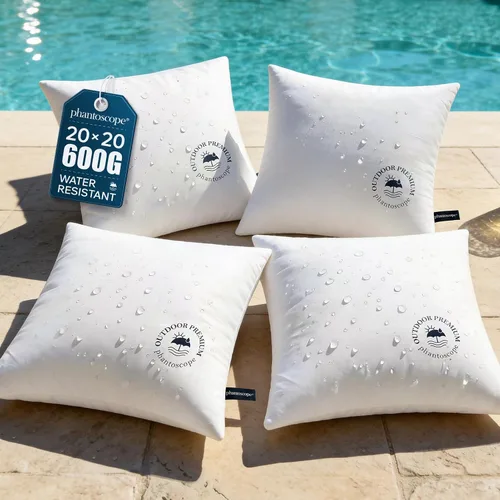 Vista 13 de Phantoscope Almohadas para exteriores de 18 x 18 pulgadas, paquete de 4 Blanco puro
