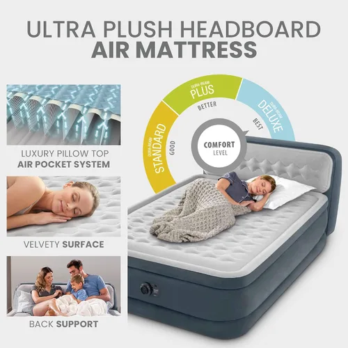 Vista 4 de INTEX Dura-Beam - Colchón de aire tamaño Queen de 18 pulgadas con cabecera