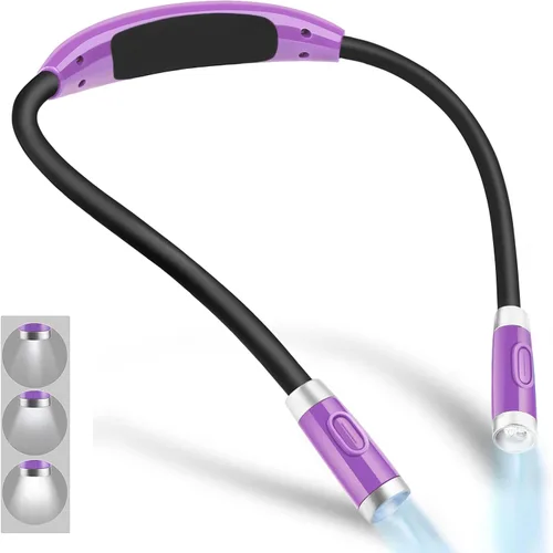 Vista 7 de Vekkia Luz LED recargable para libros de cuello para leer en la cama Negro1
