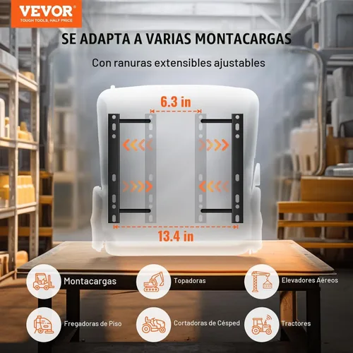 Vista 2 de VEVOR Asiento universal de carretilla elevadora, asiento de tractor plegable con respaldo de ángulo ajustable y micro interruptor, 6.3-13.4
