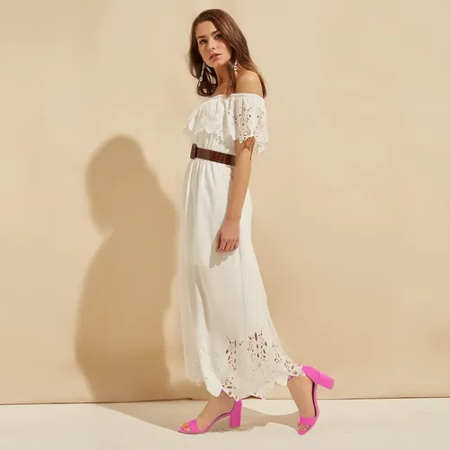 Vista 4 de PIZZ ANNU Sandalias de tacón grueso con correa de tobillo y puntera abierta para mujer, para fiesta, vestido de fiesta, sandalias con hebilla