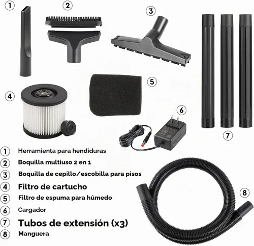 Vista 2 de Vacmaster DVOM204S 1101 4-Gal 20V Inalámbrico Acero Inoxidable Aspiradora Seca Roja