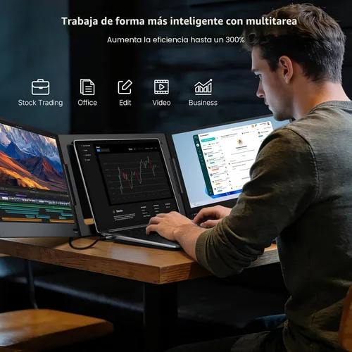 Vista 7 de QQH Extensor de pantalla para laptop, extensor de monitor de portátil USB C Negro