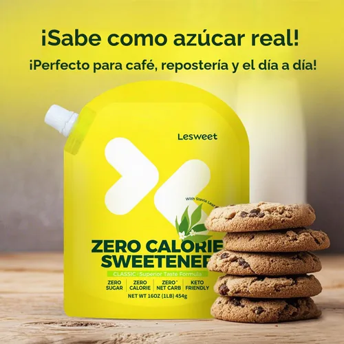 Vista 6 de Lesweet Edulcorante cero calorías, edulcorante de eritritol, sustituto de azúcar granulado, con extracto de stevia, apto para dieta cetogénica, sin
