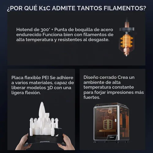 Vista 9 de Impresora 3D Creality K1C, 23.622 in/s con cámara AI y nivelación automática