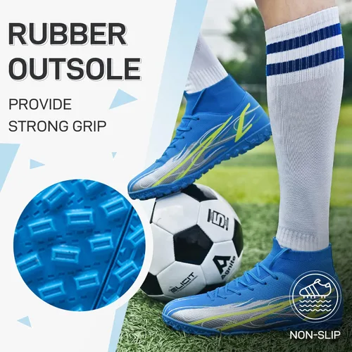 Vista 4 de Zapatos de fútbol para hombre, botines de fútbol atléticos, de alta calidad, transpirables, antideslizantes, para exteriores, para entrenamiento