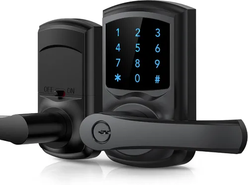 Vista 8 de Hidalife Cerradura de puerta inteligente con asa, cerradura digital de entrada sin llave con teclado para puertas delanteras, pantalla táctil