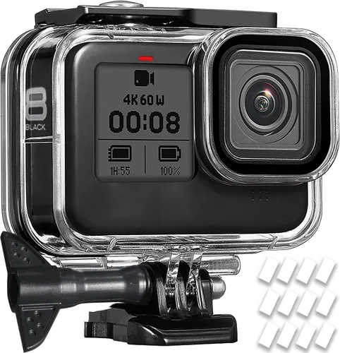 Vista 8 de OKFUN Funda protectora de buceo impermeable para Go Pro Hero 4K, 196 pies/196.9 ft, carcasa duradera para buceo subacuático, esnórquel, surf