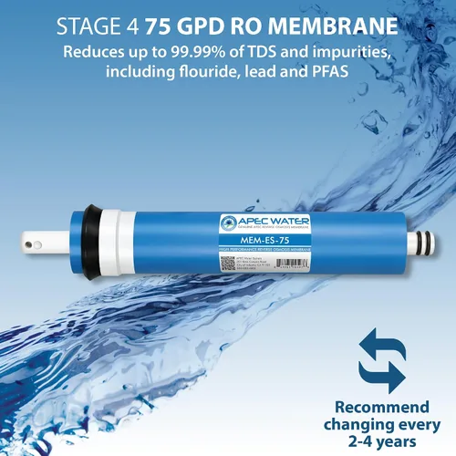 Vista 3 de APEC MEM-ES-75 75 GPD Filtro de reemplazo de membrana para sistema de ósmosis inversa For Reverse Osmosis Systems, 1 Count, Compatible with APEC