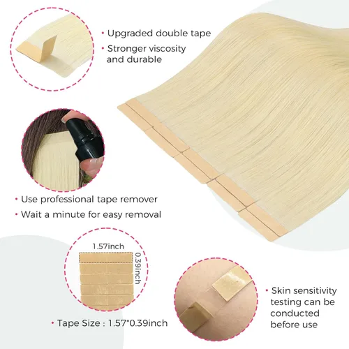 Vista 28 de Extensiones de cabello Lashey de 14 pulgadas; extensiones de cabello humano real lacio color negro azabache con trama adhesiva para mujeres, 20
