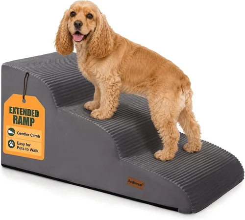 Vista 11 de Aodisman Escaleras de perro de 2 escalones para perros pequeños, escaleras Pana caqui