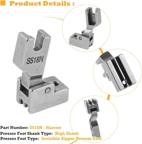 Vista 6 de 4 piezas diferentes prensatelas de cremallera P36L P36N P363 S518N compatibles con JUKI Brother Singer Consew típicas máquinas de coser industriales