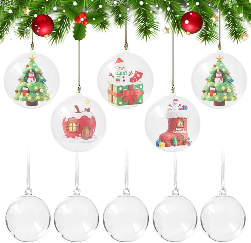 Vista 11 de Barelove Esferas transparentes rellenables para Pascua, 10 bolas transparentes para manualidades, esferas decorativas colgantes de plástico