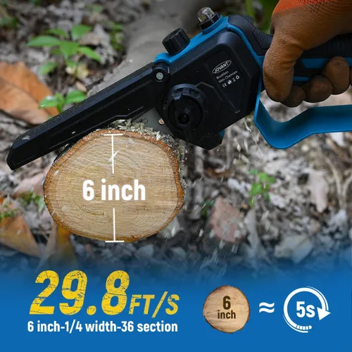 Vista 8 de Sierra de poste 2 en 1, motosierra de mano inalámbrica de 6 pulgadas, motosierra eléctrica a batería para poda de árboles, ramas, poda de madera, 15