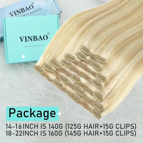 Vista 37 de VINBAO Extensiones de cabello humano con clip, balayage, color marrón ceniza a rubio caramelo, 14 pulgadas, 6 unidades, 3.53 onzas, 6