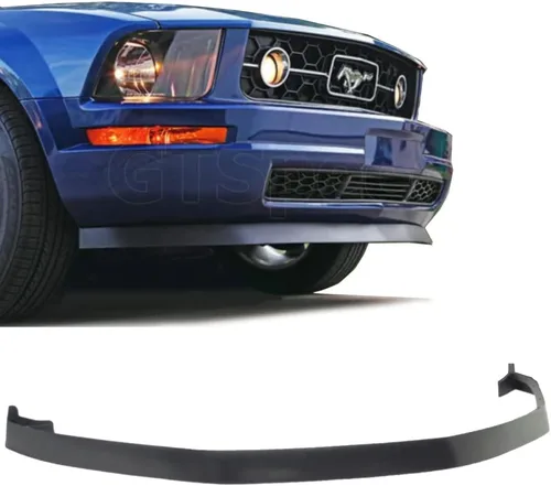 Vista 5 de Compatible con/repuesto para borde de parachoques delantero, estilo B2 PU alerón de labio delantero negro, se adapta solo a Ford Mustang Base V6