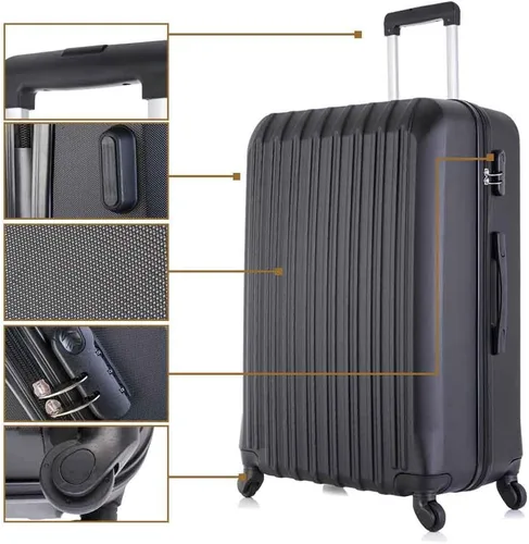 Vista 3 de Juego de 4 piezas de equipaje con ruedas giratorias Maleta de viaje rígida y ligera 16" 20" 24" 28