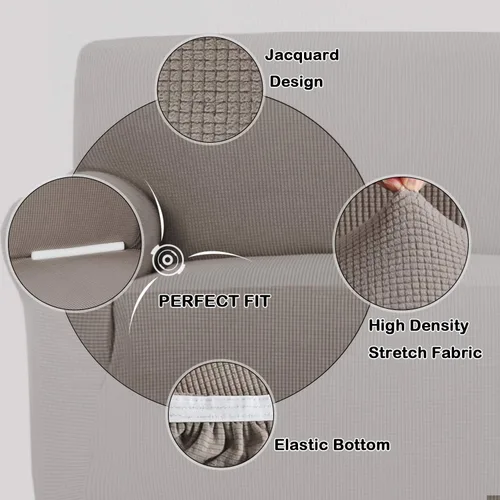 Vista 2 de Turquoize Paquete de funda para sofá con funda para sofá biplaza, 1 pieza, funda para sofá de 3 cojines, protector de muebles, color gris pardo