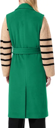 Vista 3 de Fisoew Chaleco largo de doble botonadura para mujer, mezcla de lana de invierno, gabardina con cinturón