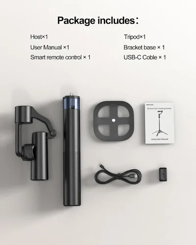 Vista 9 de Trípode de seguimiento automático de doble eje de 70 pulgadas, horizontal de 360° y palo selfie giratorio vertical de 130° para iPhone, Android