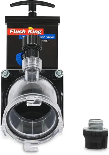 Vista 9 de Válvula de descarga Valterra F02-4350 RV inversa Clear body shows when water runs clean, anti-siphon backflow preventer, 360 degree swivel bayonet