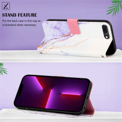 Vista 3 de Funda compatible con iPod Touch 7 tipo cartera para mujer, Touch 6 con tarjetero de piel de lujo con función atril, funda protectora para iPod Touch