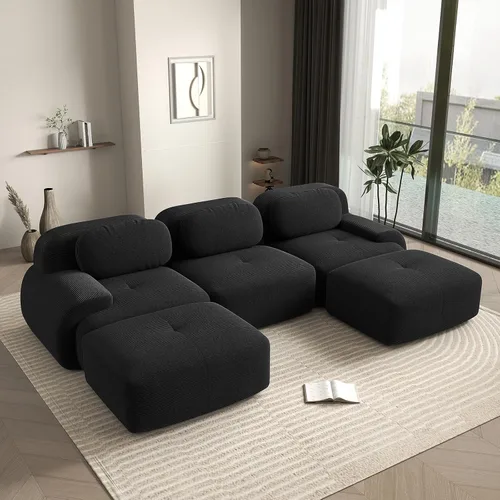 Vista 71 de Sofá biplaza moderno de 80 pulgadas para sala de estar, sofá de pana en forma de nube con asiento profundo, sofá modular negro, sofás de dos plazas
