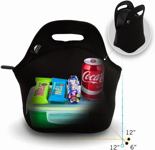 Vista 4 de Nordic By Nature Lonchera térmica de neopreno hecha para mujeres, hombres y niños, incluye enfriador de botellas grandes de 12 pulgadas, ligera