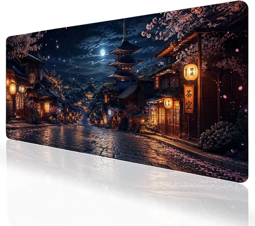 Vista 14 de Alfombrilla grande para mouse, tapete de escritorio para teclado de computadora, base de goma antideslizante, impermeable con bordes cosidos