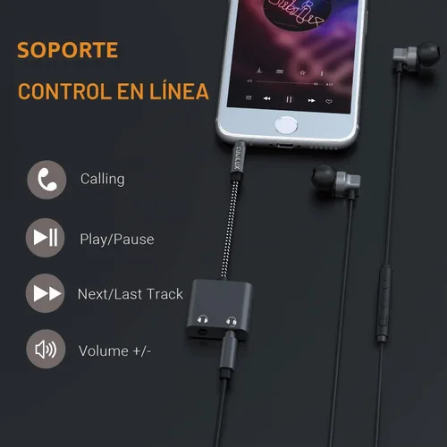 Vista 4 de Cubilux divisor de auriculares de 3,5 mm a doble conector de audio compatible con MacBook iPad iPod, Smartphone, computadora, portátil, tableta, 2