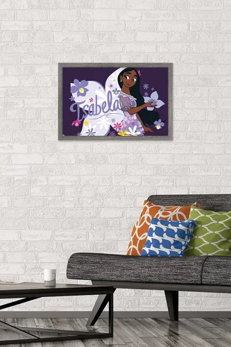 Vista 2 de Trends International Disney Encanto - Póster de pared Isabela, 22.4 pulgadas de largo x 14.7 pulgadas, versión enmarcada en madera de granero