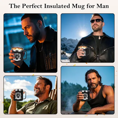 Vista 5 de MNZZ Taza de Café Aislada Personalizada de 14 Oz de Acero Inoxidable a Prueba de Fugas Taza de Agua Grande Pesada Taza Cafe Accesorios de Viaje