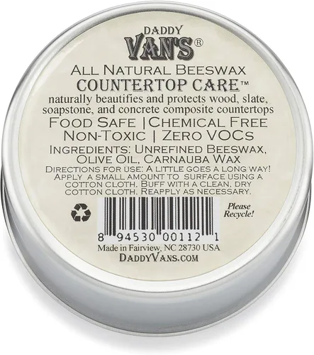 Vista 9 de Daddy Van's® Cuidado de encimera de cera de abeja natural para encimeras de esteatita, pizarra, compuesto de hormigón y bloque de carnicero, apto
