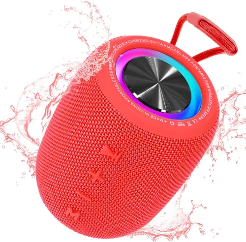 Vista 10 de Altavoz Bluetooth portátil, altavoz inalámbrico BT5.3 de 20W con diafragmas de graves, luces LED multimodos dinámicos, IPX6 resistente al agua