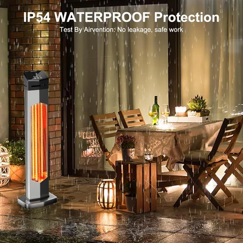 Vista 5 de AKIRES Calentador Eléctrico de Patio de 37 Pulgadas para Exteriores, Calentadores Infrarrojos Portátiles con Control Remoto, Calentador de Espacio