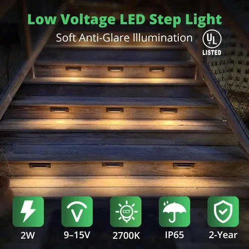 Vista 2 de GKOLED Paquete de 2 luces LED lineales de bajo voltaje de 9-15 V CA/CC, luz de escalera de corte de paisaje de 2 W, accesorios de iluminación